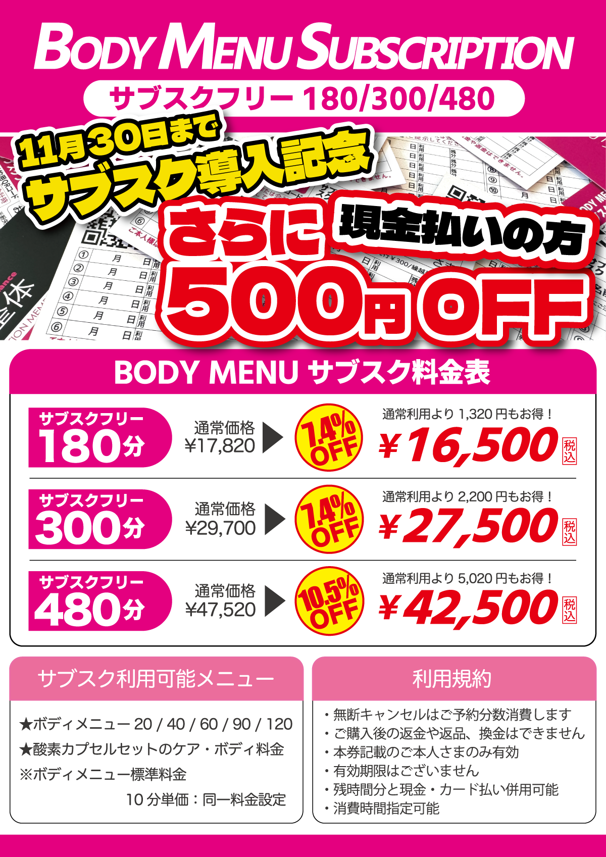 整体サブスク発売記念のチラシ